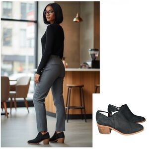 Caslon Booties boots black leather suede
Zip closure size 7